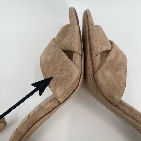 SAM EDELMAN Heels Yancy Size 10 Suede Leather Ankle Strap Block Heel Tan Shoes - Picture 2 of 16